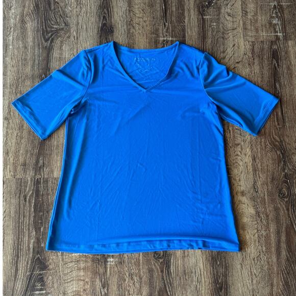 Susan Graver Size Small Blue 3/4 Sleeve Shirt Modern Essentials - Picture 1 of 6
